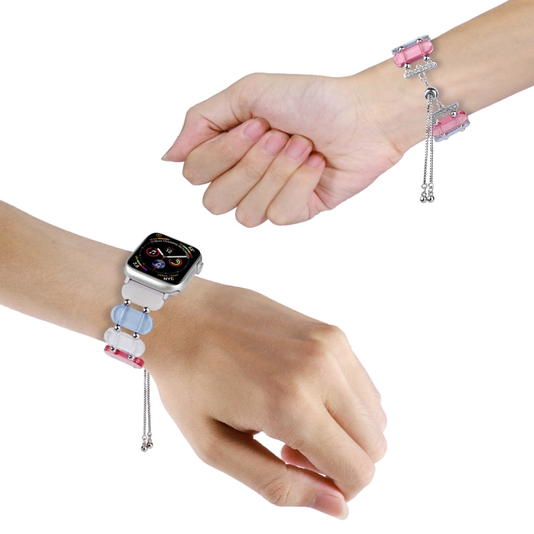 For Apple Watch Series 9 41mm Resin Retractable Chain Watch Band(Fluorescent) - Watch Bands by PMC TechLife | Online Shopping South Africa | PMC TechLife