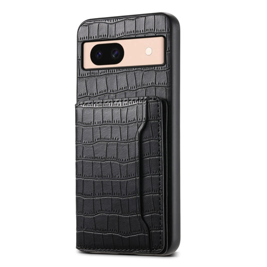 For Google Pixel 8a Crocodile Texture Card Bag Design Full Coverage Phone Case(Black) - Google Cases by PMC Jewellery | Online Shopping South Africa | PMC Jewellery | Buy Now Pay Later Mobicred