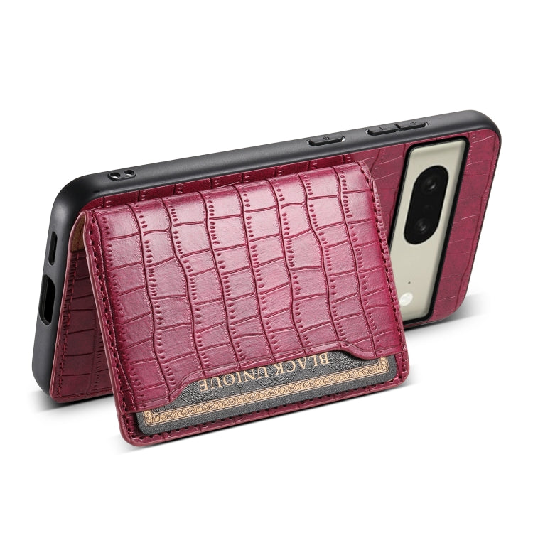 For Google Pixel 8 Crocodile Texture Card Bag Design Full Coverage Phone Case(Red) - Google Cases by PMC Jewellery | Online Shopping South Africa | PMC Jewellery | Buy Now Pay Later Mobicred