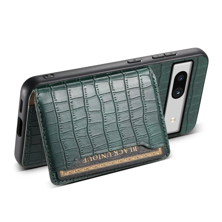 For Google Pixel 7a Crocodile Texture Card Bag Design Full Coverage Phone Case(Green) - Google Cases by PMC Jewellery | Online Shopping South Africa | PMC Jewellery | Buy Now Pay Later Mobicred