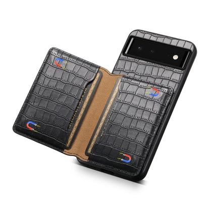 For Google Pixel 6 Crocodile Texture Card Bag Design Full Coverage Phone Case(Black) - Google Cases by PMC Jewellery | Online Shopping South Africa | PMC Jewellery | Buy Now Pay Later Mobicred