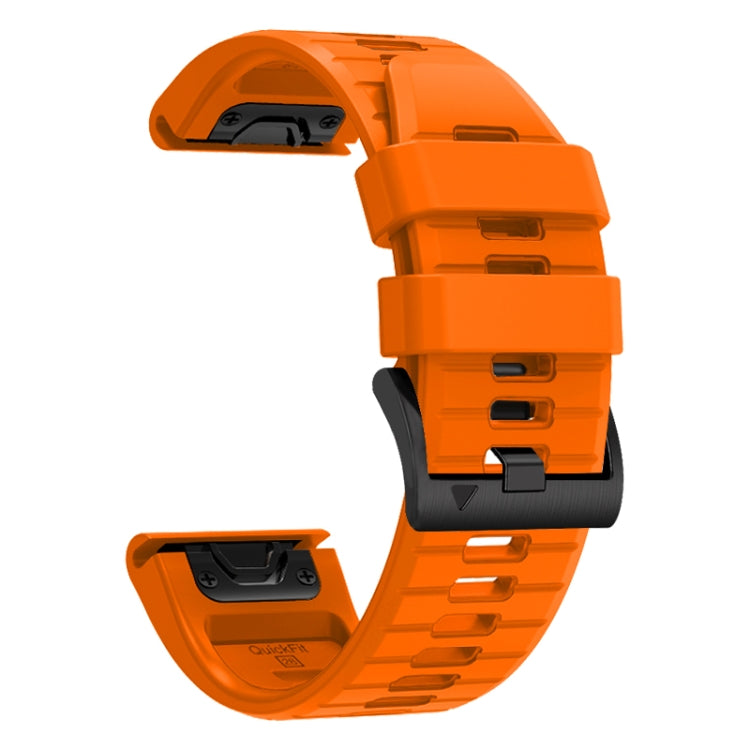 For Garmin Fenix 7 Pro 22mm Solid Color Steel Buckle Silicone Quick Release Watch Band(Orange) - Watch Bands by PMC Jewellery | Online Shopping South Africa | PMC Jewellery