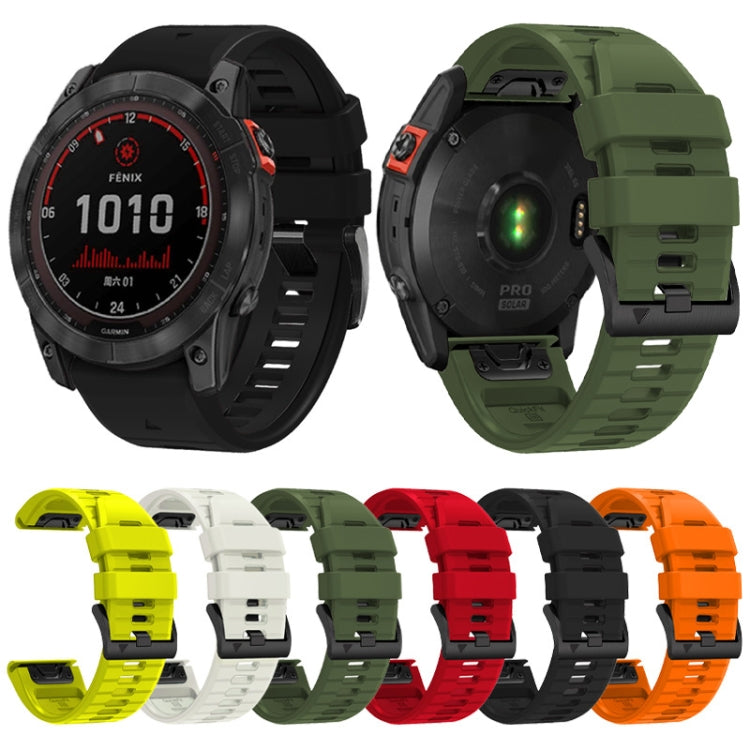 For Garmin Fenix 7X 26mm Solid Color Steel Buckle Silicone Quick Release Watch Band(Red) - Watch Bands by PMC Jewellery | Online Shopping South Africa | PMC Jewellery