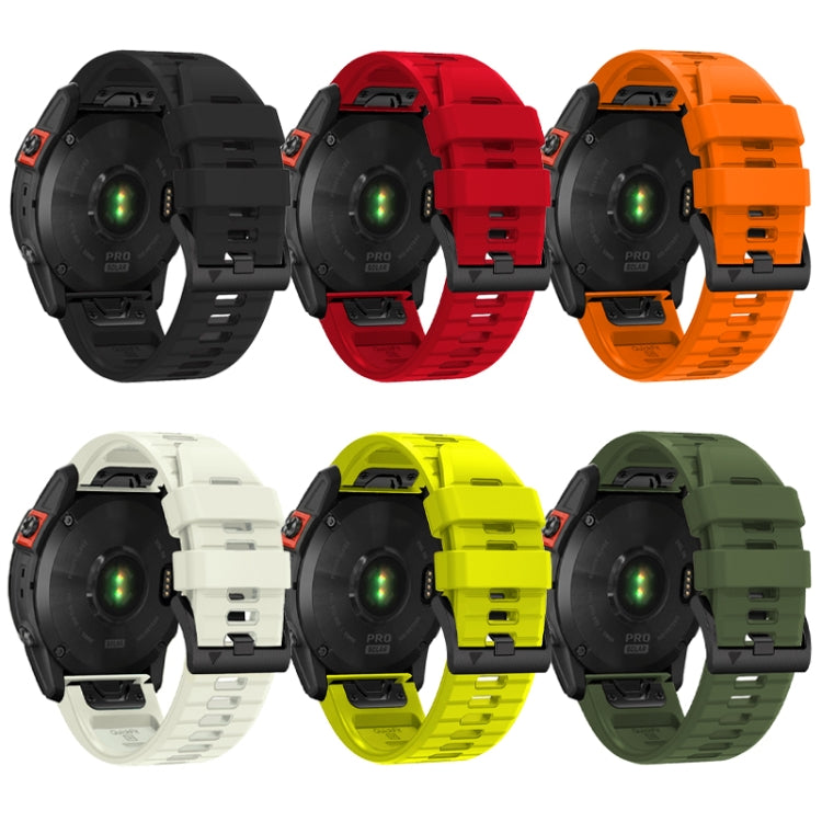 For Garmin Fenix 7X 26mm Solid Color Steel Buckle Silicone Quick Release Watch Band(Lime Green) - Watch Bands by PMC Jewellery | Online Shopping South Africa | PMC Jewellery
