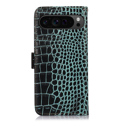 For Google Pixel 9 Pro Crocodile Top Layer Cowhide Leather Phone Case(Green) - Google Cases by PMC Jewellery | Online Shopping South Africa | PMC Jewellery | Buy Now Pay Later Mobicred