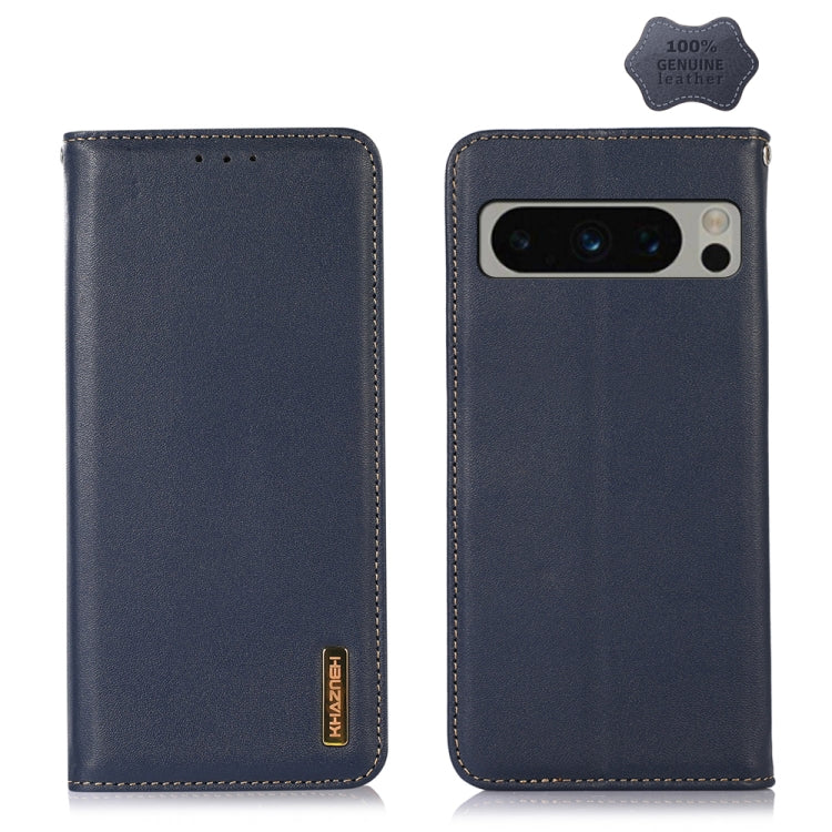 For Google Pixel 9 Pro KHAZNEH Nappa Top Layer Cowhide Leather Phone Case(Blue) - Google Cases by PMC Jewellery | Online Shopping South Africa | PMC Jewellery | Buy Now Pay Later Mobicred