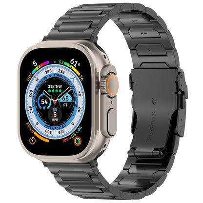 For Apple Watch Ultra 2 49mm I-Shaped Titanium Metal Watch Band(Black) - Watch Bands by PMC Jewellery | Online Shopping South Africa | PMC Jewellery