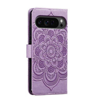 For Google Pixel 9 Pro Sun Mandala Embossing Pattern Phone Leather Case(Purple) - Google Cases by PMC Jewellery | Online Shopping South Africa | PMC Jewellery | Buy Now Pay Later Mobicred