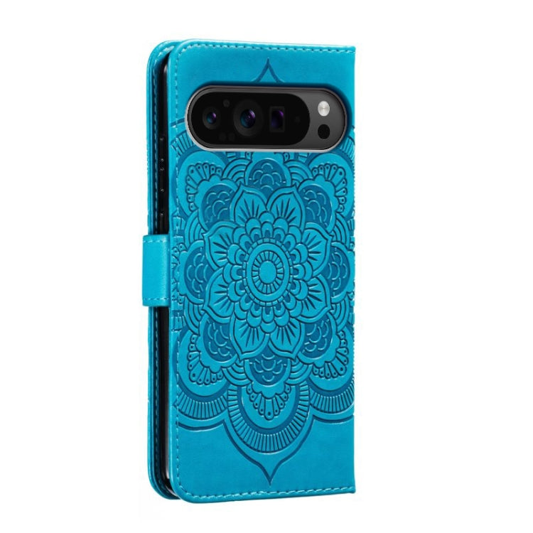 For Google Pixel 9 Pro Sun Mandala Embossing Pattern Phone Leather Case(Blue) - Google Cases by PMC Jewellery | Online Shopping South Africa | PMC Jewellery | Buy Now Pay Later Mobicred