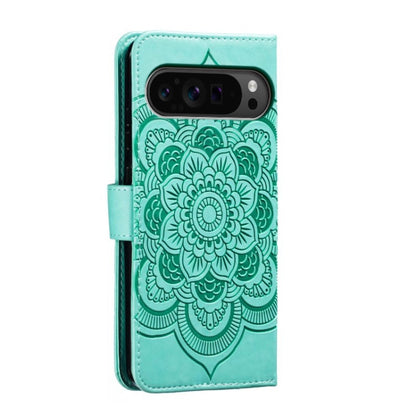 For Google Pixel 9 Pro Sun Mandala Embossing Pattern Phone Leather Case(Green) - Google Cases by PMC Jewellery | Online Shopping South Africa | PMC Jewellery | Buy Now Pay Later Mobicred