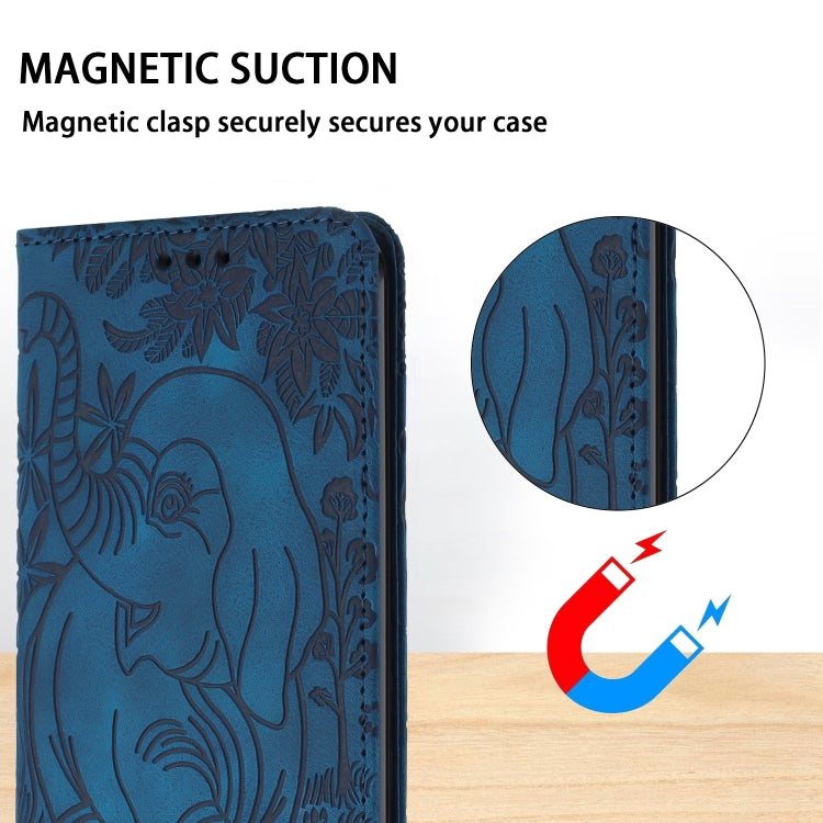 For iPhone 16 Pro Max Retro Elephant Embossed Leather Phone Case(Blue) - iPhone 16 Pro Max Cases by PMC TechLife | Online Shopping South Africa | PMC TechLife | Buy Now Pay Later Mobicred