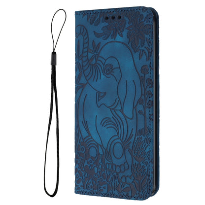 For iPhone 16 Plus Retro Elephant Embossed Leather Phone Case(Blue) - iPhone 16 Plus Cases by PMC Jewellery | Online Shopping South Africa | PMC Jewellery | Buy Now Pay Later Mobicred