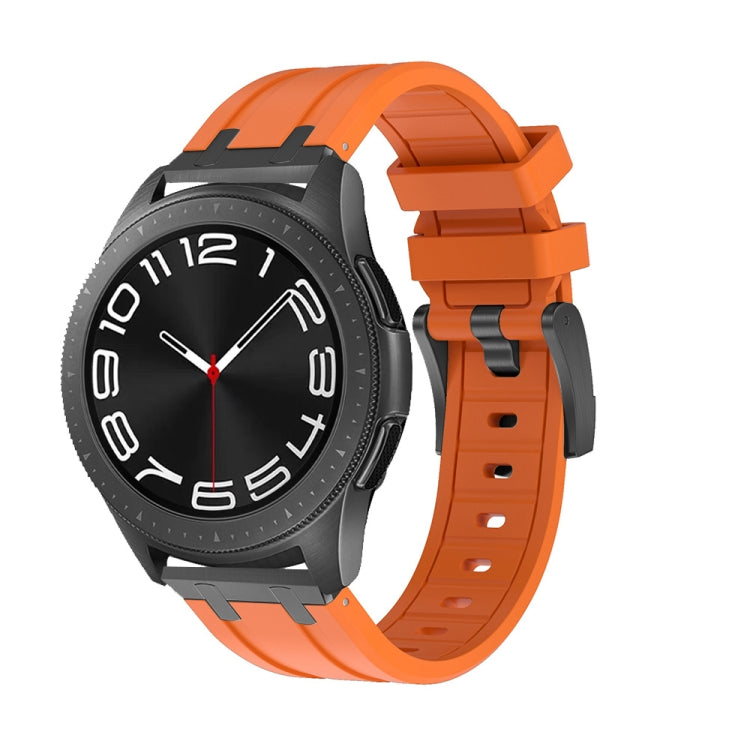 20mm Flat Head Silicone Watch Band(Black Orange) - 20mm Bands by PMC TechLife | Online Shopping South Africa | PMC TechLife