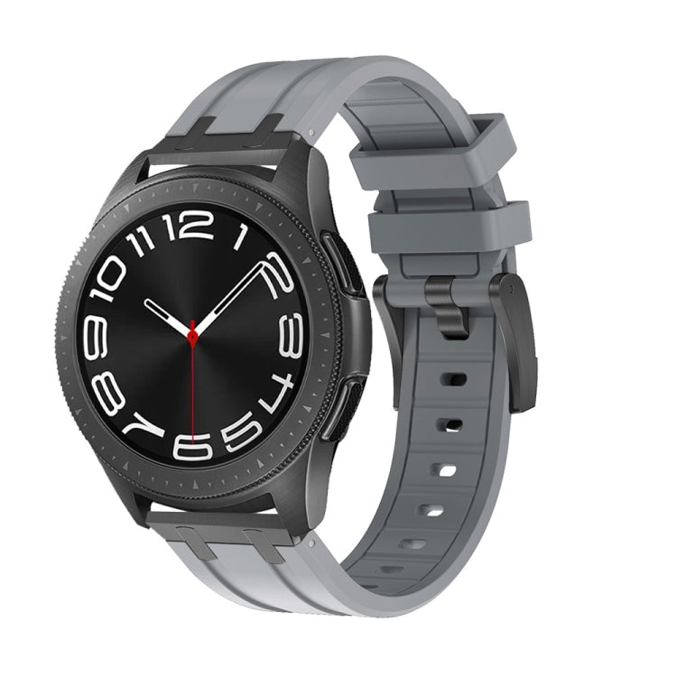 20mm Flat Head Silicone Watch Band(Black Grey) - 20mm Bands by PMC Jewellery | Online Shopping South Africa | PMC Jewellery