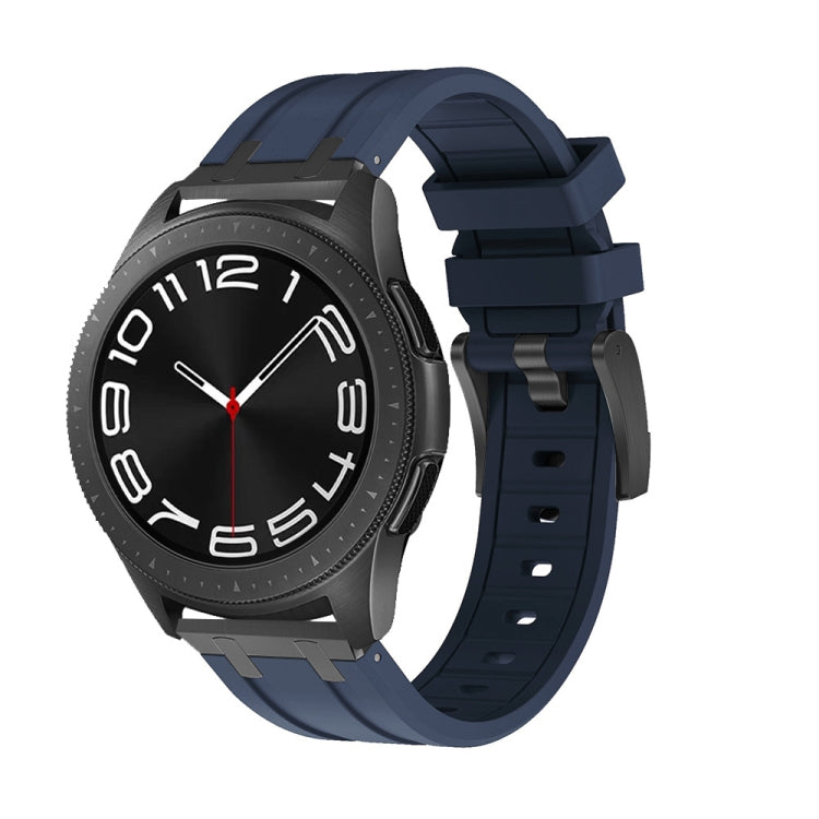 20mm Flat Head Silicone Watch Band(Black Blue) - 20mm Bands by PMC Jewellery | Online Shopping South Africa | PMC Jewellery