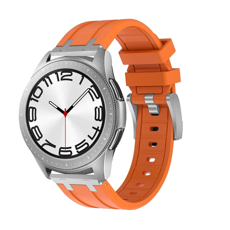 22mm Flat Head Silicone Watch Band(Silver Orange) - 22mm Bands by PMC TechLife | Online Shopping South Africa | PMC TechLife