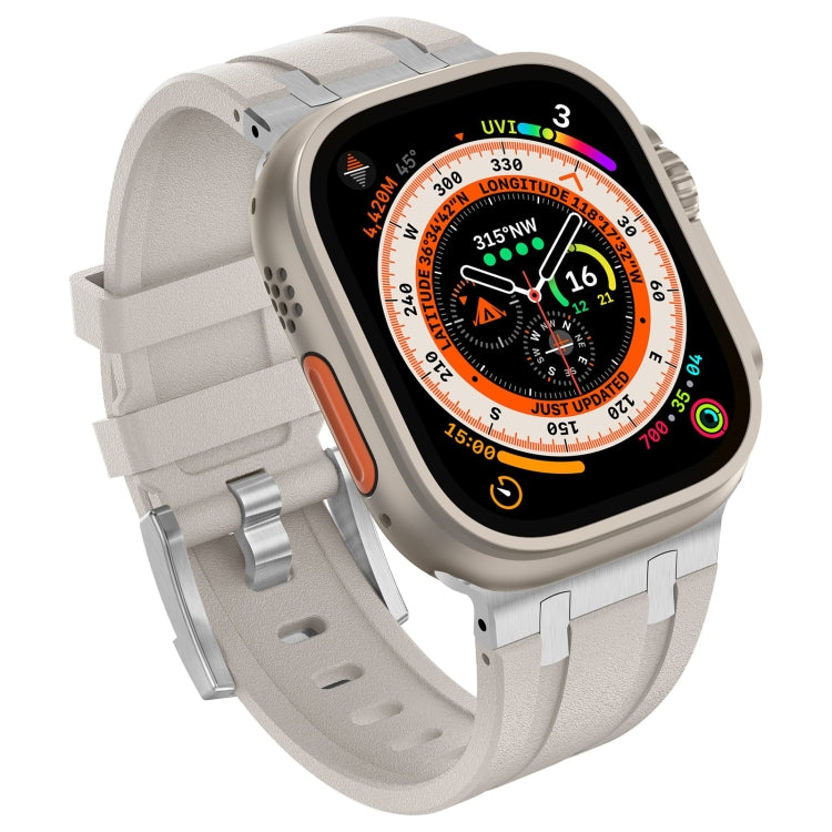 For Apple Watch SE 2023 44mm Stone Grain Liquid Silicone Watch Band(Silver Starlight) - Watch Bands by PMC TechLife | Online Shopping South Africa | PMC TechLife