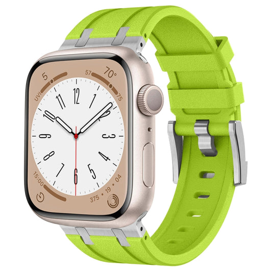 For Apple Watch Series 9 45mm Stone Grain Liquid Silicone Watch Band(Silver Green) - Watch Bands by PMC Jewellery | Online Shopping South Africa | PMC Jewellery