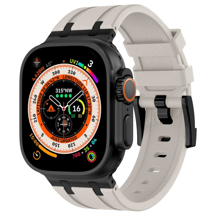 For Apple Watch Ultra 49mm Stone Grain Liquid Silicone Watch Band(Black Starlight) - Watch Bands by PMC Jewellery | Online Shopping South Africa | PMC Jewellery