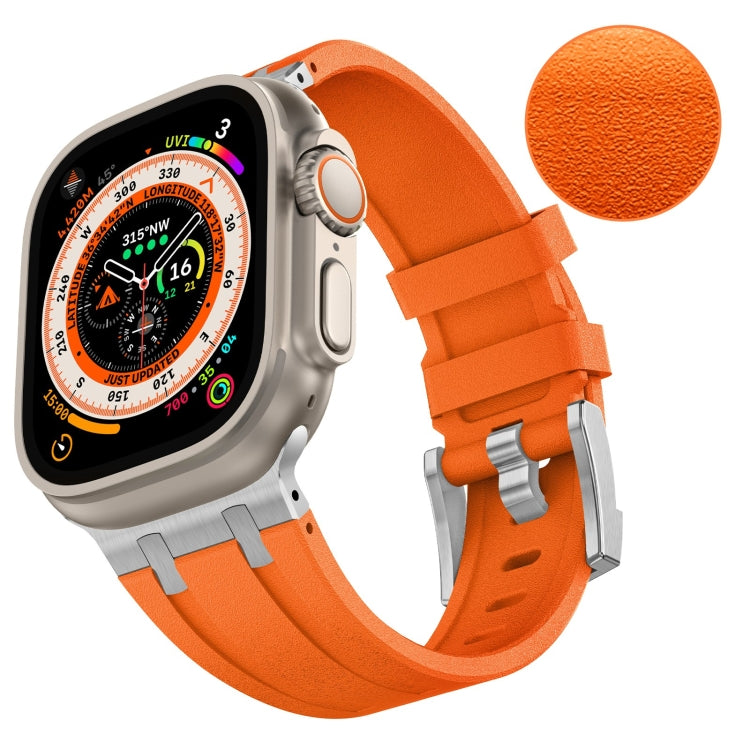 For Apple Watch Ultra 49mm Stone Grain Liquid Silicone Watch Band(Sliver Orange) - Watch Bands by PMC Jewellery | Online Shopping South Africa | PMC Jewellery