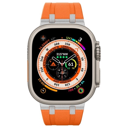 For Apple Watch Series 8 45mm Stone Grain Liquid Silicone Watch Band(Sliver Orange) - Watch Bands by PMC Jewellery | Online Shopping South Africa | PMC Jewellery