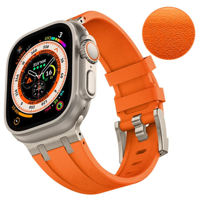 For Apple Watch SE 2022 44mm Stone Grain Liquid Silicone Watch Band(Titanium Orange) - Watch Bands by PMC Jewellery | Online Shopping South Africa | PMC Jewellery