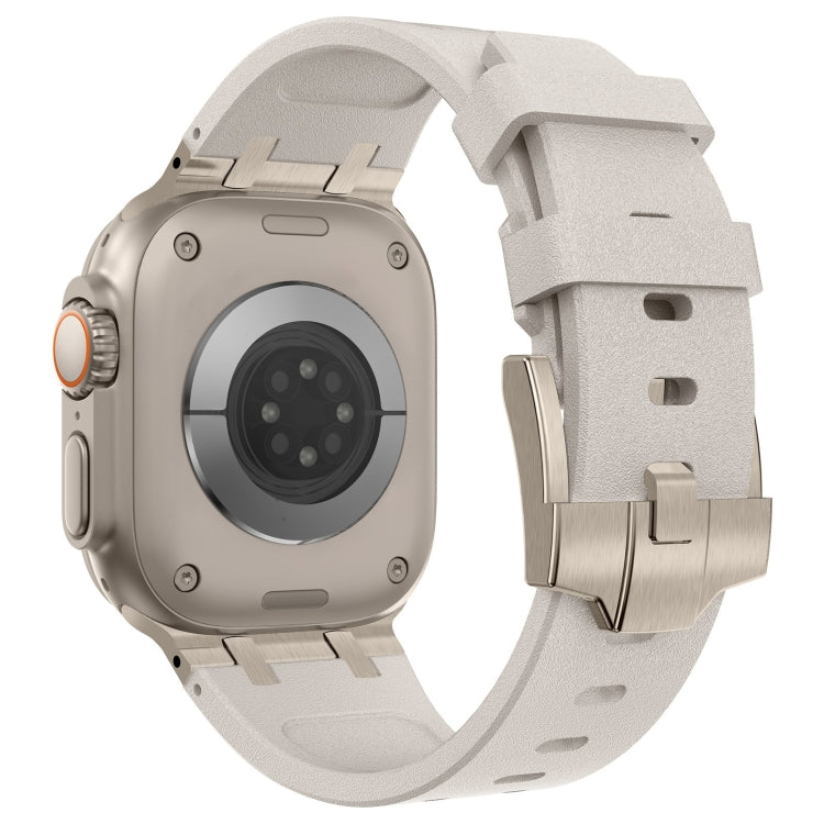 For Apple Watch SE 44mm Stone Grain Liquid Silicone Watch Band(Titanium Starlight) - Watch Bands by PMC TechLife | Online Shopping South Africa | PMC TechLife