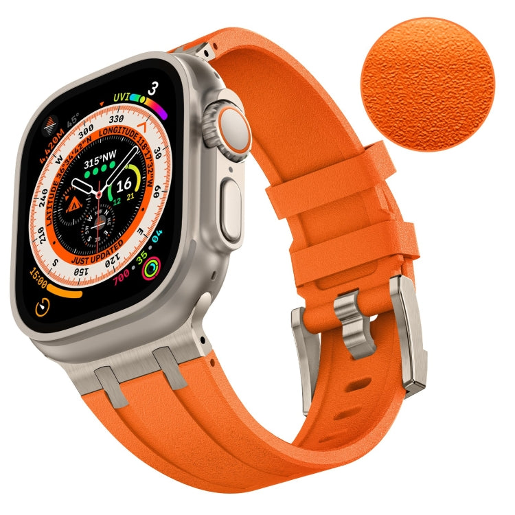 For Apple Watch Series 5 44mm Stone Grain Liquid Silicone Watch Band(Titanium Orange) - Watch Bands by PMC Jewellery | Online Shopping South Africa | PMC Jewellery