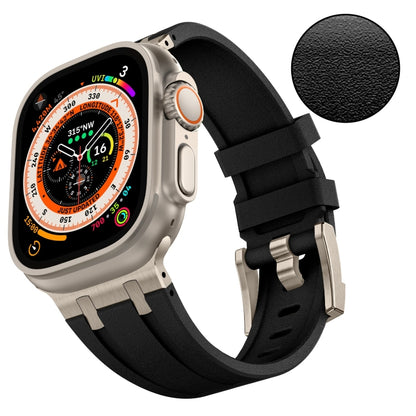 For Apple Watch Series 4 44mm Stone Grain Liquid Silicone Watch Band(Titanium Black) - Watch Bands by PMC Jewellery | Online Shopping South Africa | PMC Jewellery