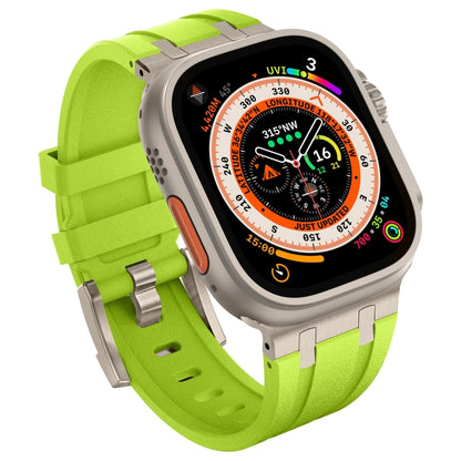 For Apple Watch Series 4 44mm Stone Grain Liquid Silicone Watch Band(Titanium Green) - Watch Bands by PMC Jewellery | Online Shopping South Africa | PMC Jewellery