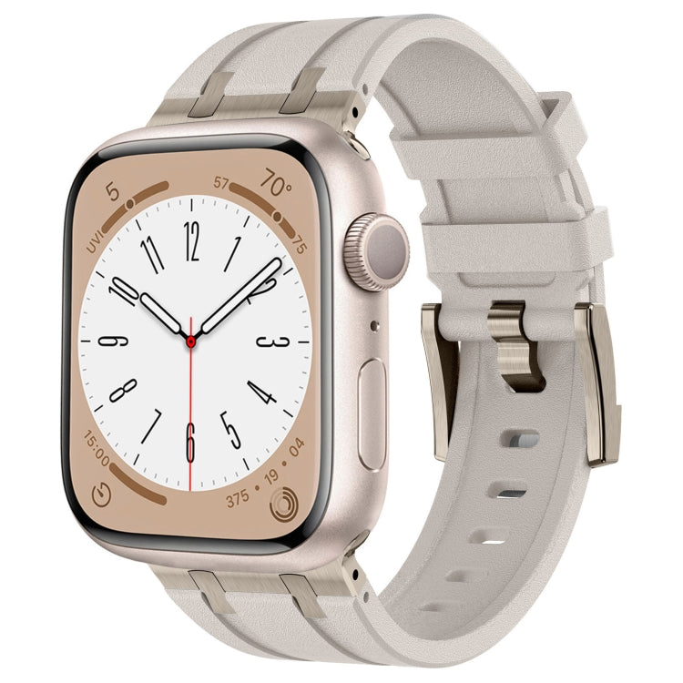 For Apple Watch Series 4 44mm Stone Grain Liquid Silicone Watch Band(Titanium Starlight) - Watch Bands by PMC TechLife | Online Shopping South Africa | PMC TechLife