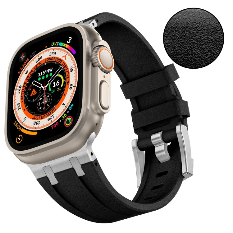 For Apple Watch Series 4 44mm Stone Grain Liquid Silicone Watch Band(Silver Black) - Watch Bands by PMC TechLife | Online Shopping South Africa | PMC TechLife
