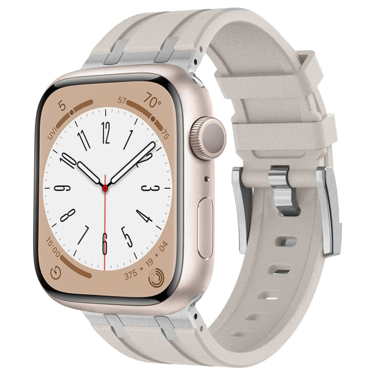 For Apple Watch Series 3 42mm Stone Grain Liquid Silicone Watch Band(Silver Starlight) - Watch Bands by PMC TechLife | Online Shopping South Africa | PMC TechLife