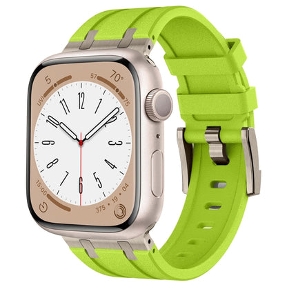 For Apple Watch Series 2 42mm Stone Grain Liquid Silicone Watch Band(Titanium Green) - Watch Bands by PMC Jewellery | Online Shopping South Africa | PMC Jewellery