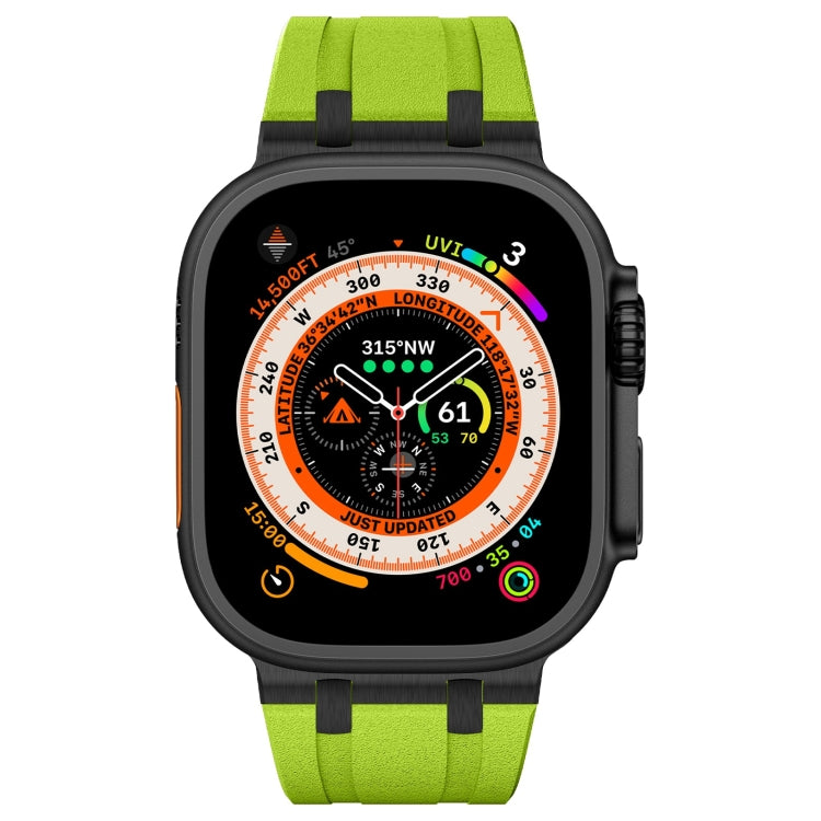 For Apple Watch 42mm Stone Grain Liquid Silicone Watch Band(Black Green) - Watch Bands by PMC Jewellery | Online Shopping South Africa | PMC Jewellery