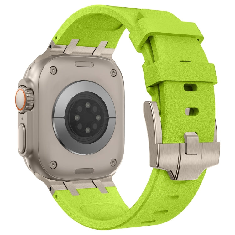 For Apple Watch 42mm Stone Grain Liquid Silicone Watch Band(Titanium Green) - Watch Bands by PMC TechLife | Online Shopping South Africa | PMC TechLife