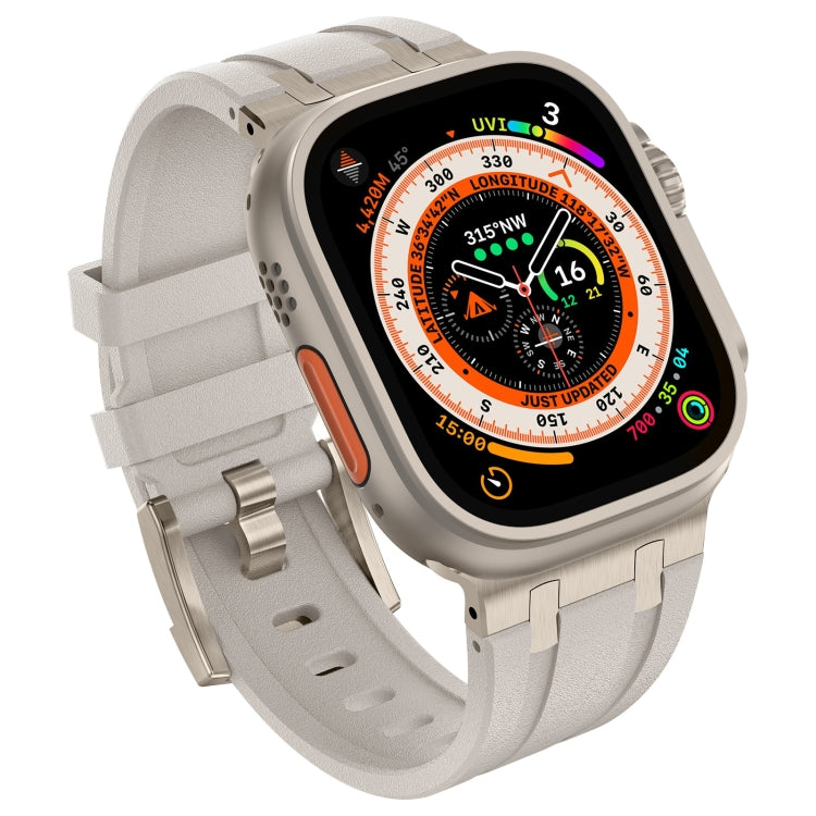 For Apple Watch 42mm Stone Grain Liquid Silicone Watch Band(Titanium Starlight) - Watch Bands by PMC Jewellery | Online Shopping South Africa | PMC Jewellery