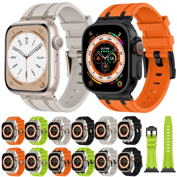 For Apple Watch Series 9 45mm Stone Grain Liquid Silicone Watch Band(Titanium Starlight) - Watch Bands by PMC TechLife | Online Shopping South Africa | PMC TechLife