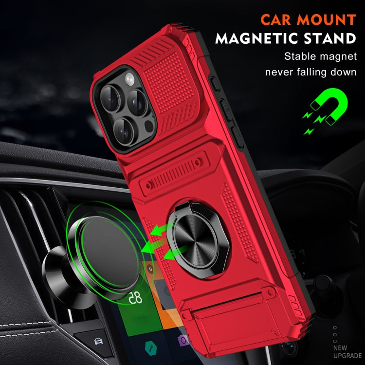 For iPhone 16 Pro Max TPU+PC Shockproof Card Phone Case with Metal Ring Holder(Red) - iPhone 16 Pro Max Cases by PMC Jewellery | Online Shopping South Africa | PMC Jewellery | Buy Now Pay Later Mobicred