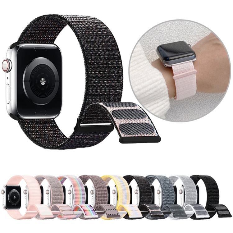 For Apple Watch SE 44mm Dual Hook and Loop Nylon Watch Band(Reflective Black) - Watch Bands by PMC TechLife | Online Shopping South Africa | PMC TechLife
