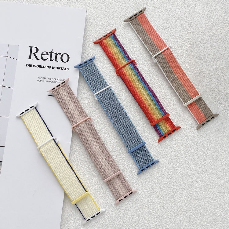 For Apple Watch SE 2022 40mm Dual Hook and Loop Nylon Watch Band(Seashell) - Watch Bands by PMC TechLife | Online Shopping South Africa | PMC TechLife