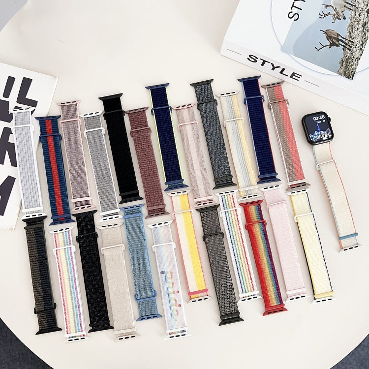 For Apple Watch SE 40mm Dual Hook and Loop Nylon Watch Band(Smoke Purple) - Watch Bands by PMC TechLife | Online Shopping South Africa | PMC TechLife