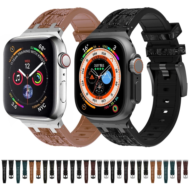 For Apple Watch SE 40mm Crocodile Texture Liquid Silicone Watch Band(Silver Red Black) - Watch Bands by PMC TechLife | Online Shopping South Africa | PMC TechLife