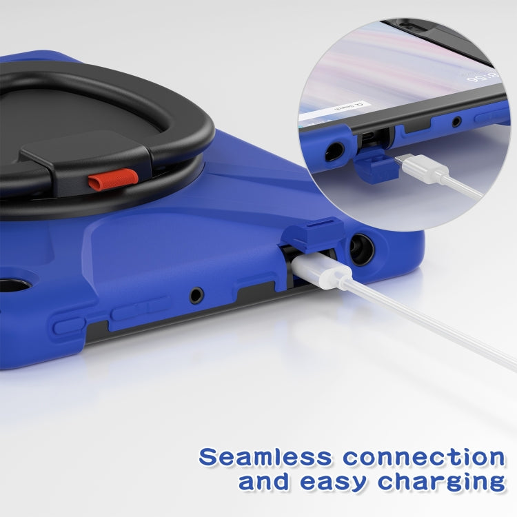 For Amazon Kindle Fire HD10 2023 Silicone Hybrid PC Tablet Case with Holder & Shoulder Strap(Blue) - Amazon by PMC TechLife | Online Shopping South Africa | PMC TechLife | Buy Now Pay Later Mobicred