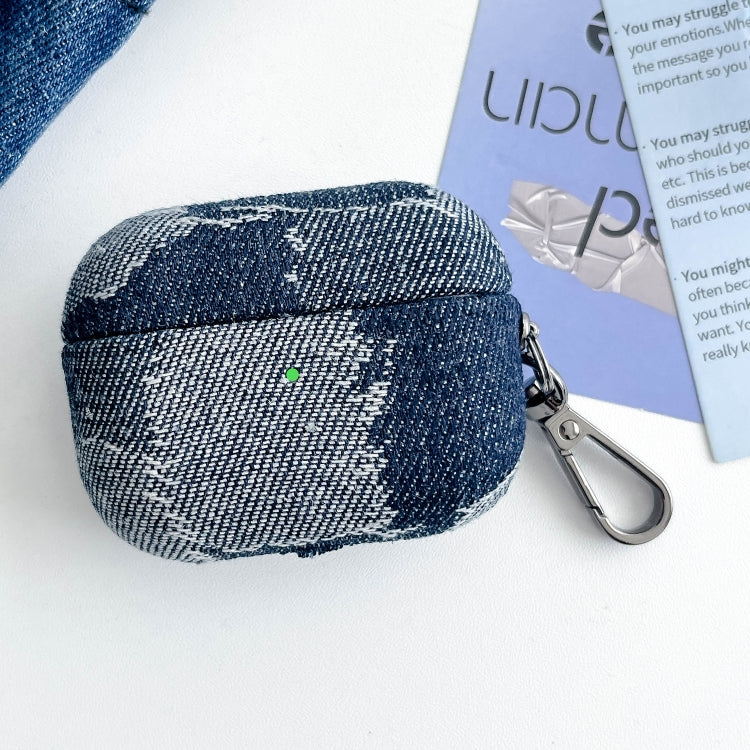 For AirPods Pro 2 Stitching Denim Cloth Bluetooth Earphone Protective Case(Dark Color Lightning) - For AirPods Pro 2 by PMC Jewellery | Online Shopping South Africa | PMC Jewellery | Buy Now Pay Later Mobicred