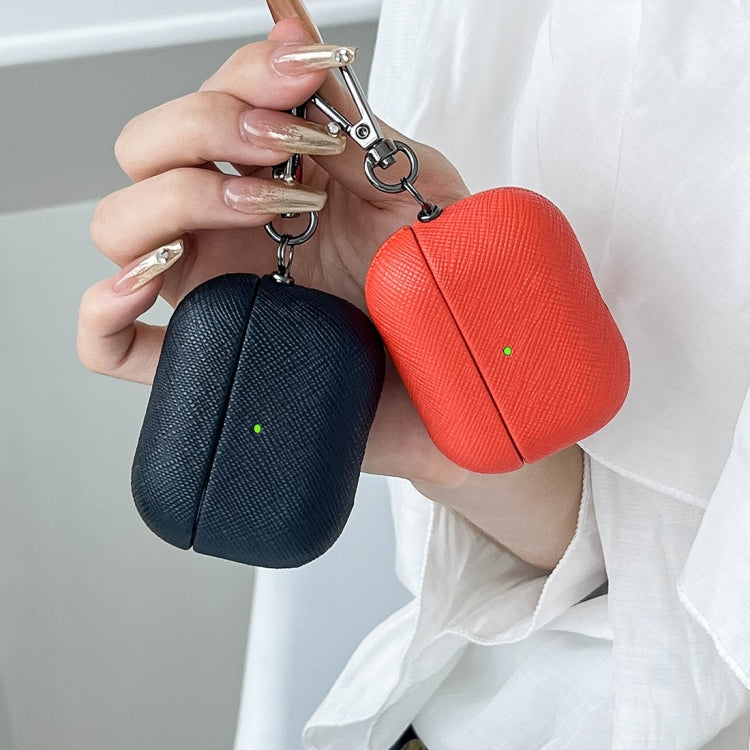 For AirPods Pro 2 Cross Texture PU Leather Bluetooth Earphone Protective Case(Red) - For AirPods Pro 2 by PMC Jewellery | Online Shopping South Africa | PMC Jewellery | Buy Now Pay Later Mobicred