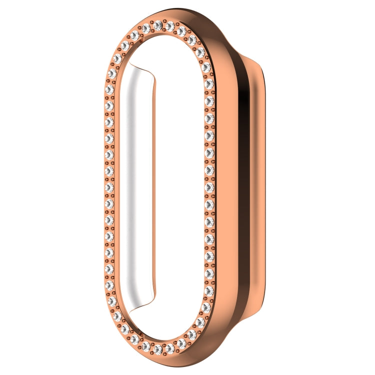 For Xiaomi Mi Band 8 Diamond Half Pack Hollow PC Watch Protective Case(Rose Gold) - Watch Cases by PMC Jewellery | Online Shopping South Africa | PMC Jewellery