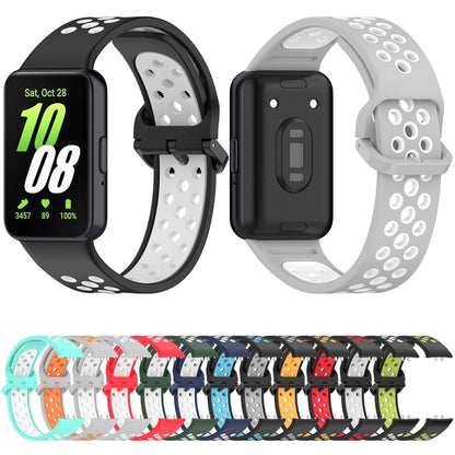 For Samsung Galaxy Fit 3 Two Color Breathable Silicone Watch Band(Black White) - Watch Bands by PMC Jewellery | Online Shopping South Africa | PMC Jewellery