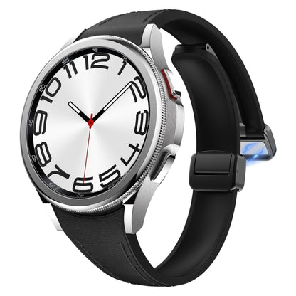 For Samsung Galaxy Watch 6 Slim Magnetic Black Buckle Leather Silicone Watch Band(Black) - Watch Bands by PMC Jewellery | Online Shopping South Africa | PMC Jewellery