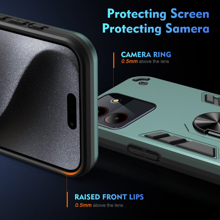 For ZTE Blade A54 Shockproof Metal Ring Holder Phone Case(Green) - ZTE Cases by PMC TechLife | Online Shopping South Africa | PMC TechLife